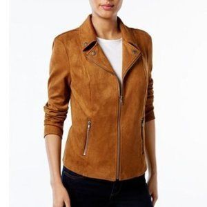 Style & Co Petite Faux Suede Moto Jacket